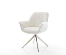 DELIFE Draaistoel Keila-Flex met armleuning bouclé zacht beige kruisfr...