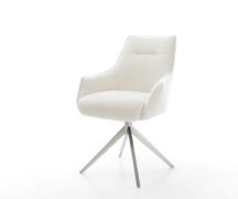 DELIFE Draaistoel Alja-Flex met armleuning bouclé zacht beige kruisfra...