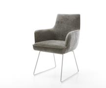 DELIFE Eetkamerstoel Heira-Flex met armleuning bouclé zacht mud slipfr...