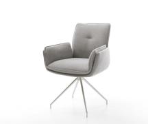 DELIFE Eetkamerstoel Nela-Flex zachte stof met structuur grijs kruisfr...