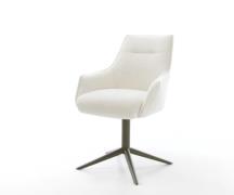 DELIFE Draaistoel Alja-Flex met armleuning bouclé zacht beige kruispoo...