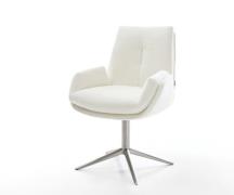 DELIFE Draaistoel Clea-Flex bouclé zacht beige kruispoot roestvrij sta...