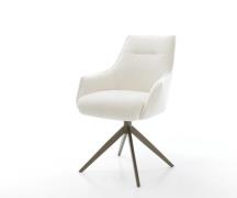 DELIFE Draaistoel Alja-Flex met armleuning bouclé zacht beige kruisfra...