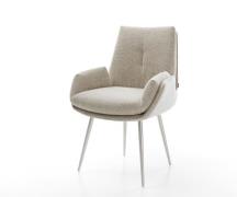 DELIFE Eetkamerstoel Clea-Flex geweven stof beige 4-poot conisch roest...