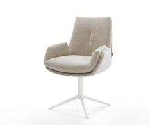 DELIFE Draaistoel Clea-Flex geweven stof beige kruispoot wit 360° draa...