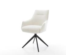 DELIFE Draaistoel Alja-Flex met armleuning bouclé zacht beige kruisfra...