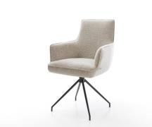 DELIFE Eetkamerstoel Heira-Flex met armleuning geweven stof beige krui...