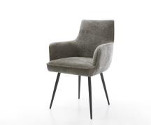 DELIFE Eetkamerstoel Heira-Flex met armleuning bouclé zacht mud 4-poot...