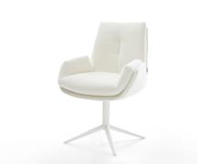 DELIFE Draaistoel Clea-Flex bouclé zacht beige kruispoot wit 360° draa...