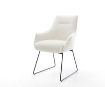 DELIFE Eetkamerstoel Alja-Flex met armleuning bouclé zacht beige slipf...