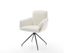 DELIFE Eetkamerstoel Luan-Flex met armleuning bouclé zacht beige kruis...