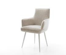 DELIFE Eetkamerstoel Heira-Flex met armleuning geweven stof beige 4-po...
