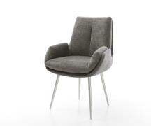 DELIFE Eetkamerstoel Clea-Flex bouclé zacht mud 4-poot conisch roestvr...