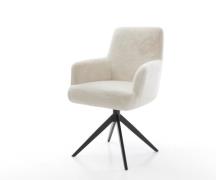 DELIFE Draaistoel Heira-Flex met armleuning pluchen crème-wit kruisfra...