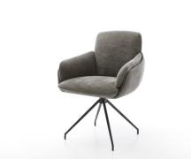 DELIFE Eetkamerstoel Luan-Flex met armleuning bouclé zacht mud kruisfr...