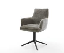 DELIFE Draaistoel Heira-Flex met armleuning bouclé zacht mud kruispoot...