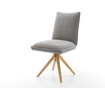 DELIFE Draaistoel Lelio-Flex zachte stof met structuur grijs houten fr...