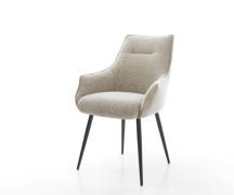 DELIFE Eetkamerstoel Alja-Flex met armleuning geweven stof beige 4-poo...