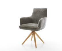 DELIFE Draaistoel Heira-Flex met armleuning bouclé zacht mud houten fr...