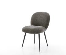 DELIFE Eetkamerstoel Nube-Flex bouclé zacht mud 4-poot conisch zwart p...