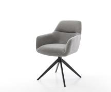 DELIFE Draaistoel Pejo-Flex zachte stof met structuur grijs kruisframe...