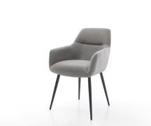 DELIFE Eetkamerstoel Pejo-Flex zachte stof met structuur grijs 4-poot ...