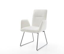 DELIFE Eetkamerstoel Vinja-Flex bouclé zacht beige slipframe zwart