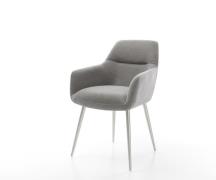 DELIFE Eetkamerstoel Pejo-Flex zachte stof met structuur grijs 4-poot ...