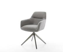 DELIFE Draaistoel Pejo-Flex zachte stof met structuur grijs kruisframe...