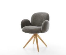 DELIFE Draaistoel Nube-Flex met armleuning bouclé zacht mud houten fra...