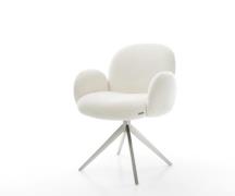 DELIFE Draaistoel Nube-Flex met armleuning bouclé zacht beige kruisfra...