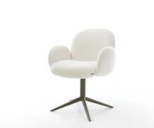 DELIFE Draaistoel Nube-Flex met armleuning bouclé zacht beige kruispoo...