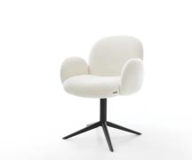 DELIFE Draaistoel Nube-Flex met armleuning bouclé zacht beige kruispoo...