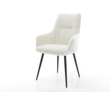 DELIFE Eetkamerstoel Zelia-Flex met armleuning bouclé zacht beige 4-po...