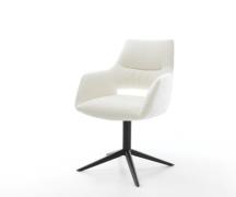 DELIFE Draaistoel Yago-Flex met armleuning bouclé zacht beige kruispoo...