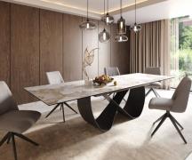 DELIFE Eetkamertafel Edge 200-300x100 cm Keramiek Minas Melange Wit-Be...