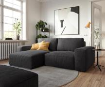DELIFE Hoeksofa Lanzo 230x155 cm microvezel zwart met variabele recami...