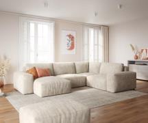 DELIFE Woonlandschap Lanzo 300x210 cm ribcord beige met variabele reca...