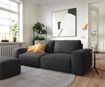 DELIFE Big-sofa Lanzo 230x95 cm microvezel zwart met hocker