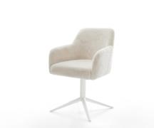 DELIFE Draaistoel Greg-Flex pluchen crème-wit kruispoot wit 360° draai...