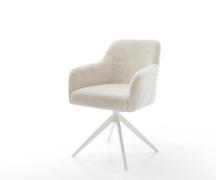 DELIFE Draaistoel Greg-Flex pluchen crème-wit kruisframe breed wit 360...