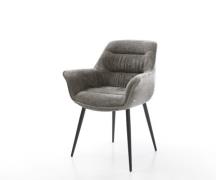 DELIFE Eetkamerstoel Kaira-Flex bouclé zacht mud 4-poot conisch zwart