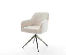 DELIFE Draaistoel Greg-Flex pluchen crème-wit kruisframe breed grafiet...