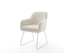 DELIFE Eetkamerstoel Greg-Flex pluchen crème-wit slipframe roestvrij s...