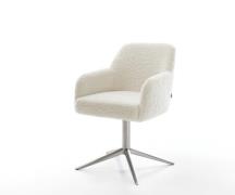 DELIFE Draaistoel Greg-Flex teddy beige kruispoot roestvrij staal 360°...