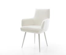 DELIFE Eetkamerstoel Heira-Flex met armleuning bouclé zacht beige 4-po...