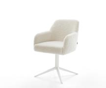 DELIFE Draaistoel Greg-Flex teddy beige kruispoot wit 360° draaibaar r...