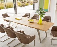 DELIFE Eettafel Edge 260x100x2,5-3 eiken natuur roestvrij staal schuin...