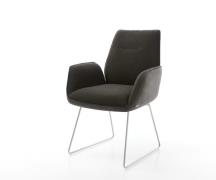 DELIFE Eetkamerstoel Zoa-Flex materiaalmix zwart slipframe roestvrij s...