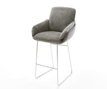 DELIFE Barstoel Luan-Flex Bouclé zacht Mud Sledeonderstel roestvrij st...